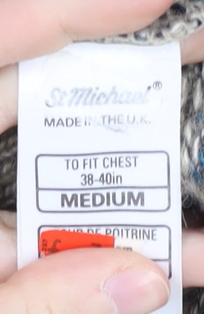 St Michael Men's Beige Medium Cable-Knit Pullover Jumper