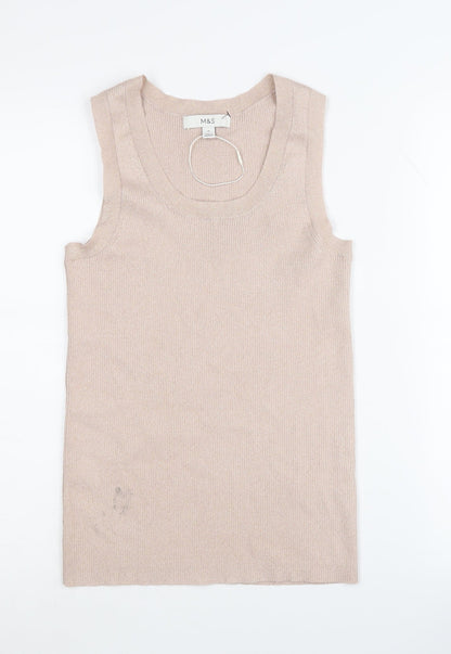 Womens UK Size 10 Marks and Spencer Beige Vest Jumper