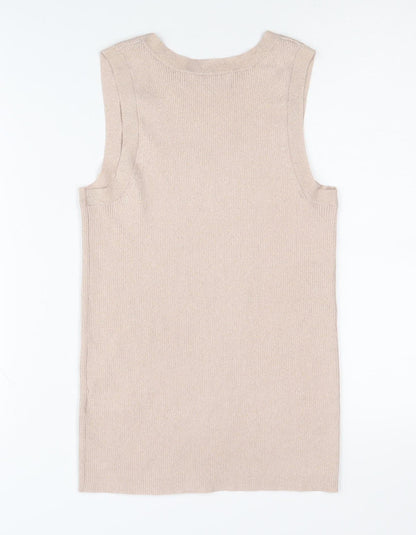 Womens UK Size 10 Marks and Spencer Beige Vest Jumper