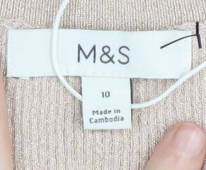 Womens UK Size 10 Marks and Spencer Beige Vest Jumper