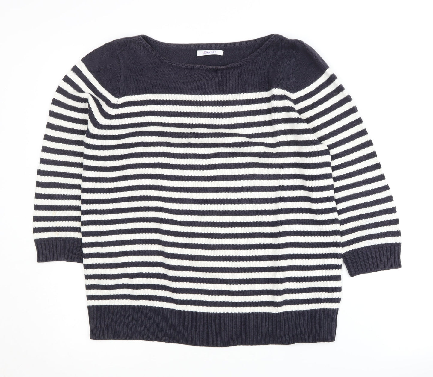 Damart Women's Boat Neck Striped Jumper - Black M