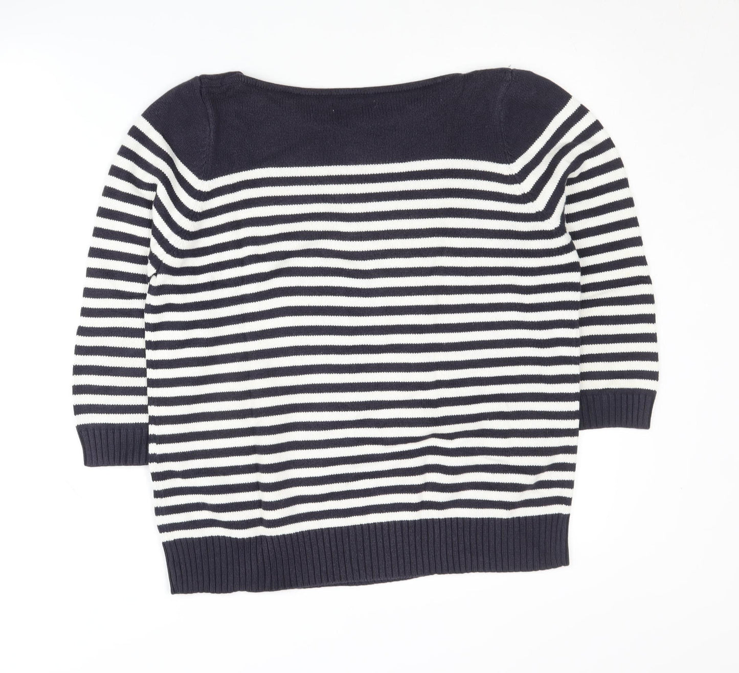 Damart Women's Boat Neck Striped Jumper - Black M