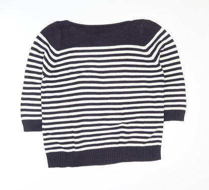 Damart Women's Boat Neck Striped Jumper - Black M