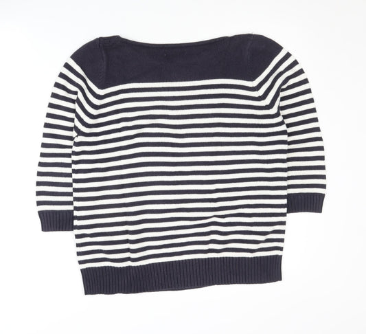 Damart Women's Boat Neck Striped Jumper - Black M