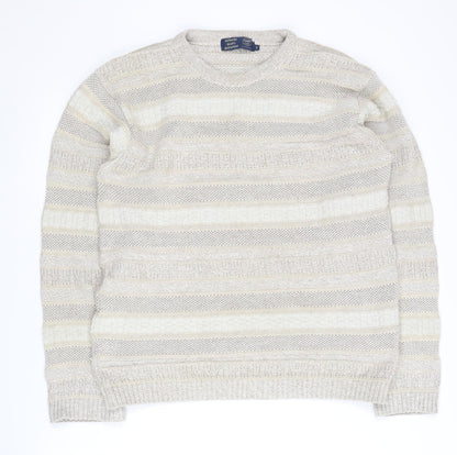 CASUAL CLUB Men’s Beige Striped Pullover Jumper S