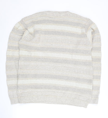 CASUAL CLUB Men’s Beige Striped Pullover Jumper S