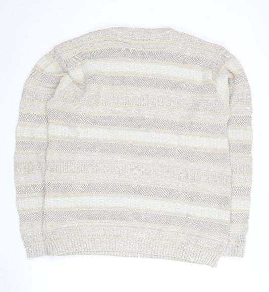 CASUAL CLUB Men’s Beige Striped Pullover Jumper S