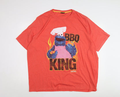 Sesame Street Red 3XL Men's Cartoon Graphic T-Shirt