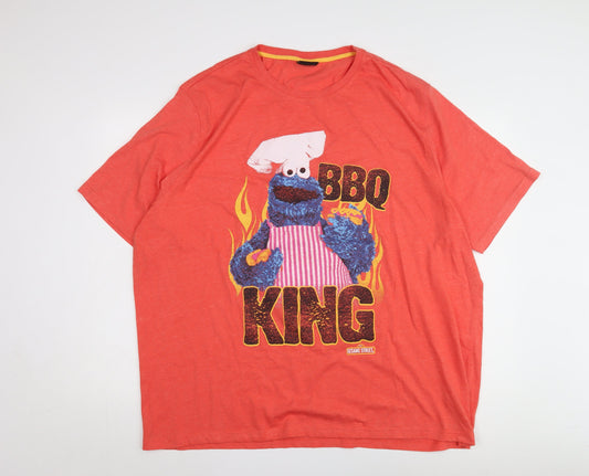 Sesame Street Red 3XL Men's Cartoon Graphic T-Shirt