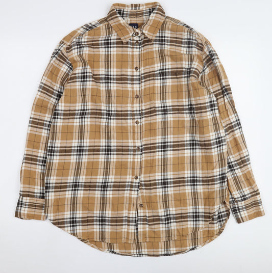 GAP Women's XS Brown Plaid Button-Up Shirt