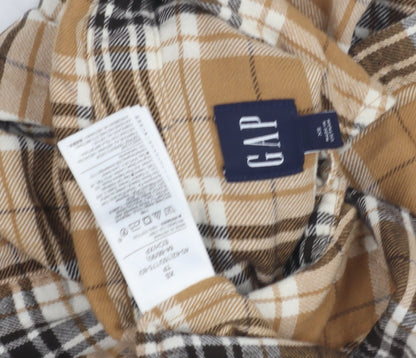 GAP Women's XS Brown Plaid Button-Up Shirt