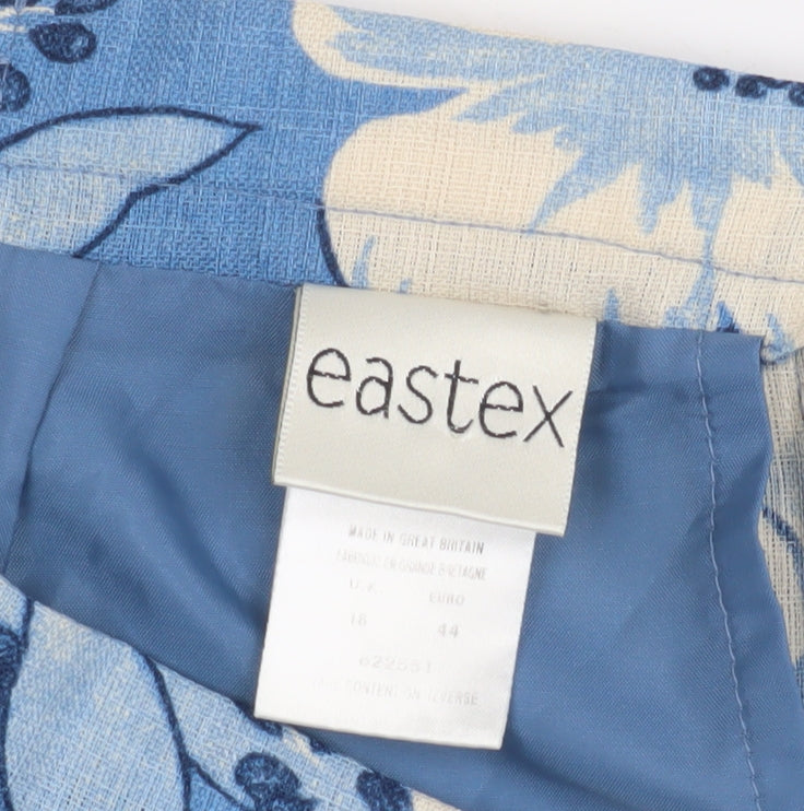 Eastex Women's Blue Floral A-Line Skirt Size 16