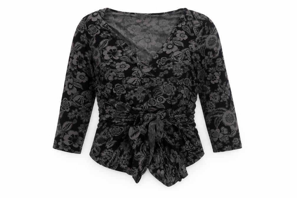 Womens UK Size M JoJo Maman Bébé Black Wrap Blouse