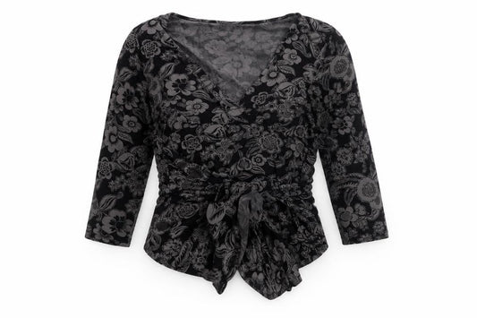 Womens UK Size M JoJo Maman Bébé Black Wrap Blouse