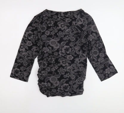 Womens UK Size M JoJo Maman Bébé Black Wrap Blouse