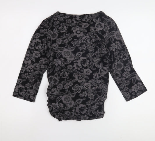 Womens UK Size M JoJo Maman Bébé Black Wrap Blouse