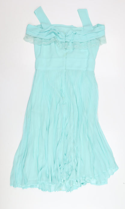 ASOS Women's Blue Off Shoulder A-Line Dress UK 10
