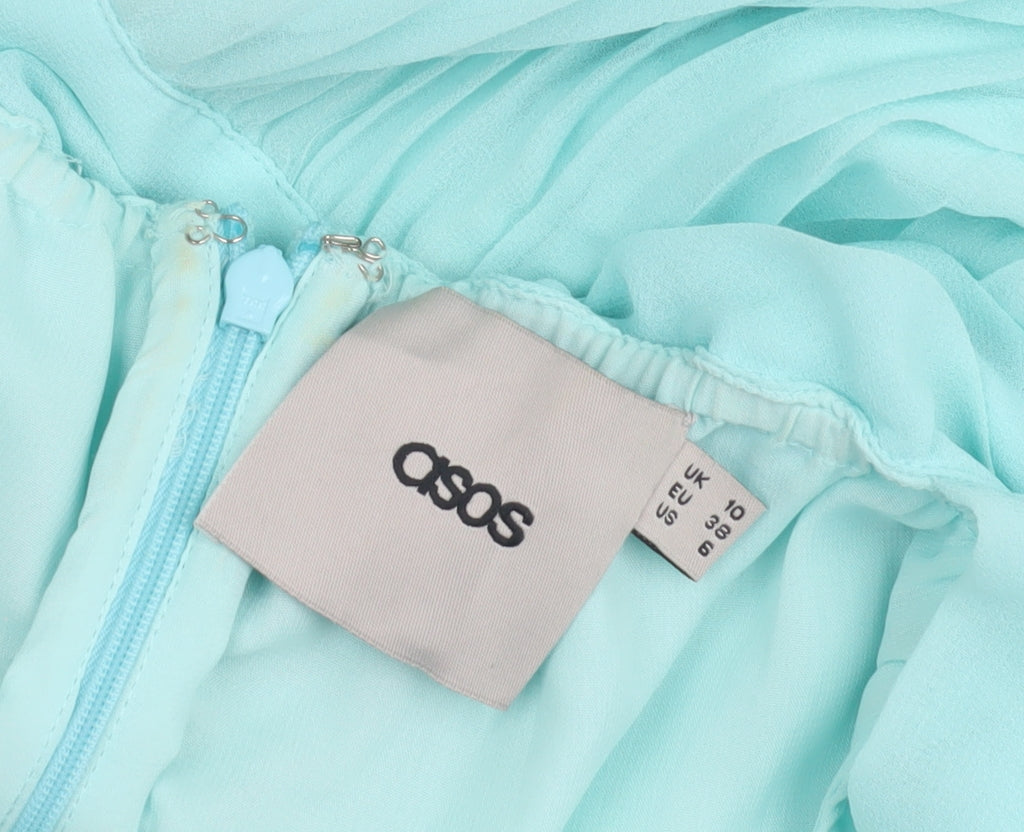 ASOS Women's Blue Off Shoulder A-Line Dress UK 10