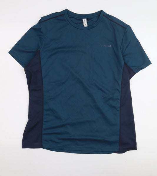 TOG24 Men's Blue Crew Neck Polyester T-Shirt, L