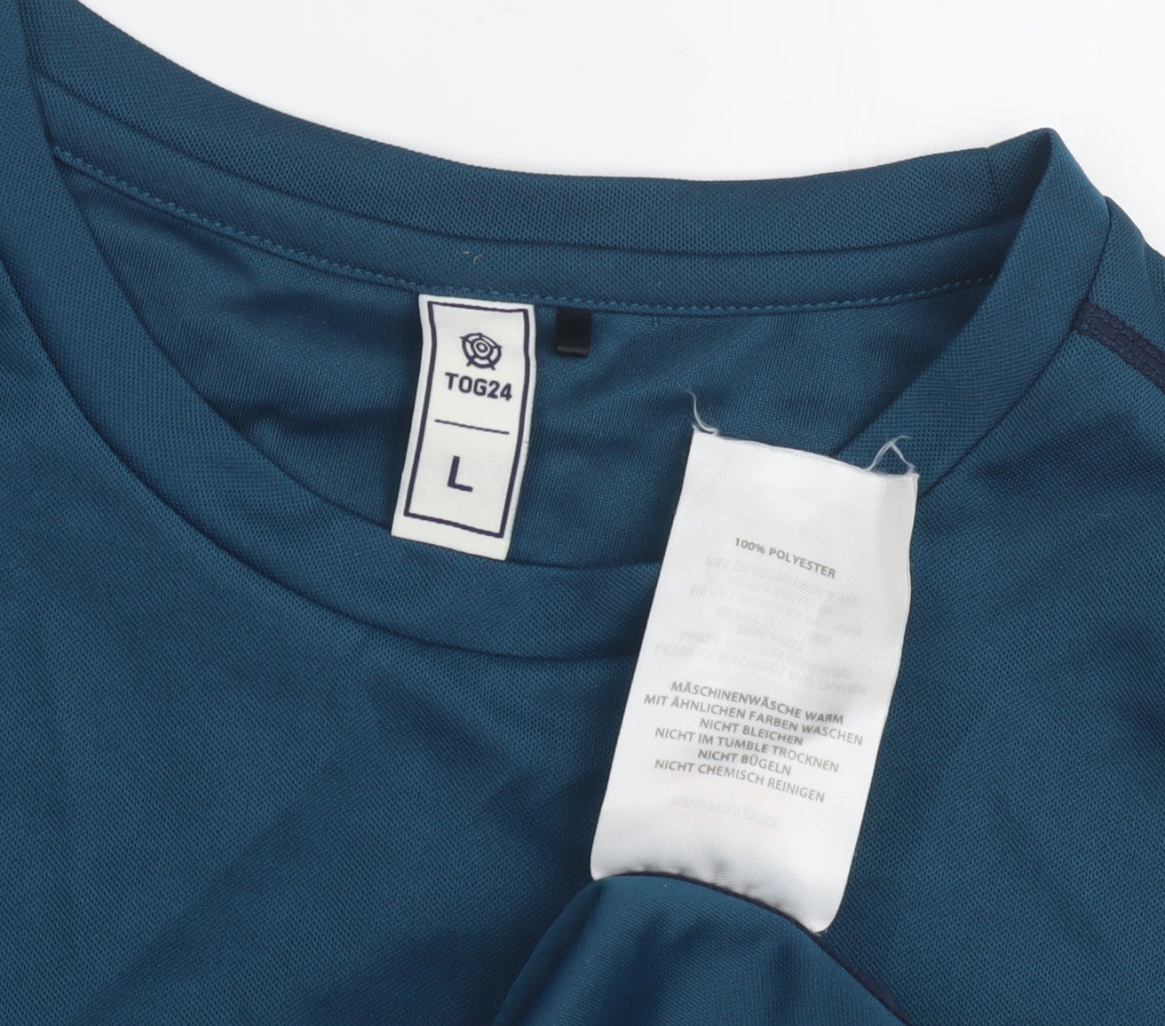 TOG24 Men's Blue Crew Neck Polyester T-Shirt, L