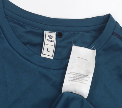 TOG24 Men's Blue Crew Neck Polyester T-Shirt, L