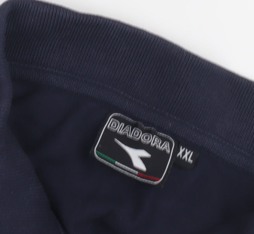 Diadora Men's Blue Polo Shirt 2XL Solid Casual