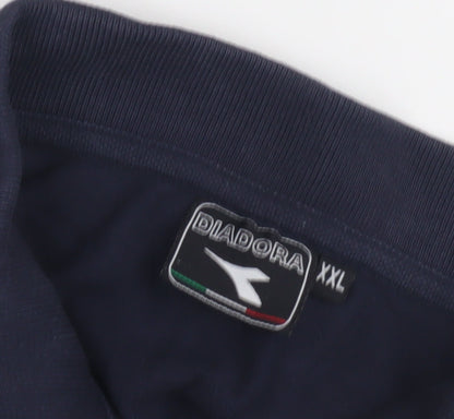 Diadora Men's Blue Polo Shirt 2XL Solid Casual