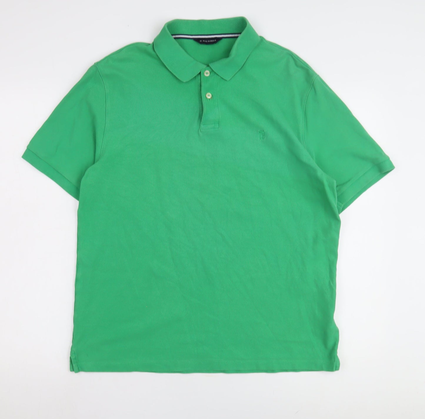 Marks and Spencer Men's Green Polo Shirt L Collared Solid