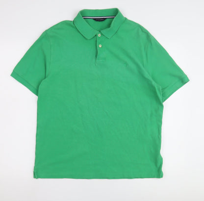 Marks and Spencer Men's Green Polo Shirt L Collared Solid