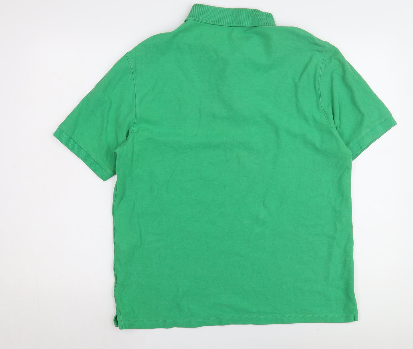 Marks and Spencer Men's Green Polo Shirt L Collared Solid