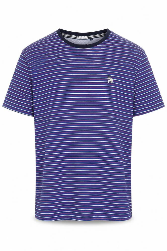 The Spitalfields Shirt Co Men's Medium Blue Striped T-Shirt