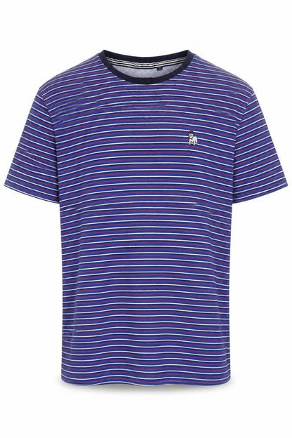 The Spitalfields Shirt Co Men's Medium Blue Striped T-Shirt