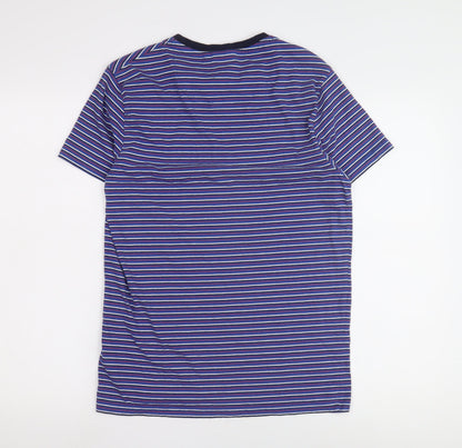The Spitalfields Shirt Co Men's Medium Blue Striped T-Shirt