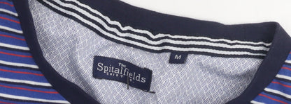 The Spitalfields Shirt Co Men's Medium Blue Striped T-Shirt
