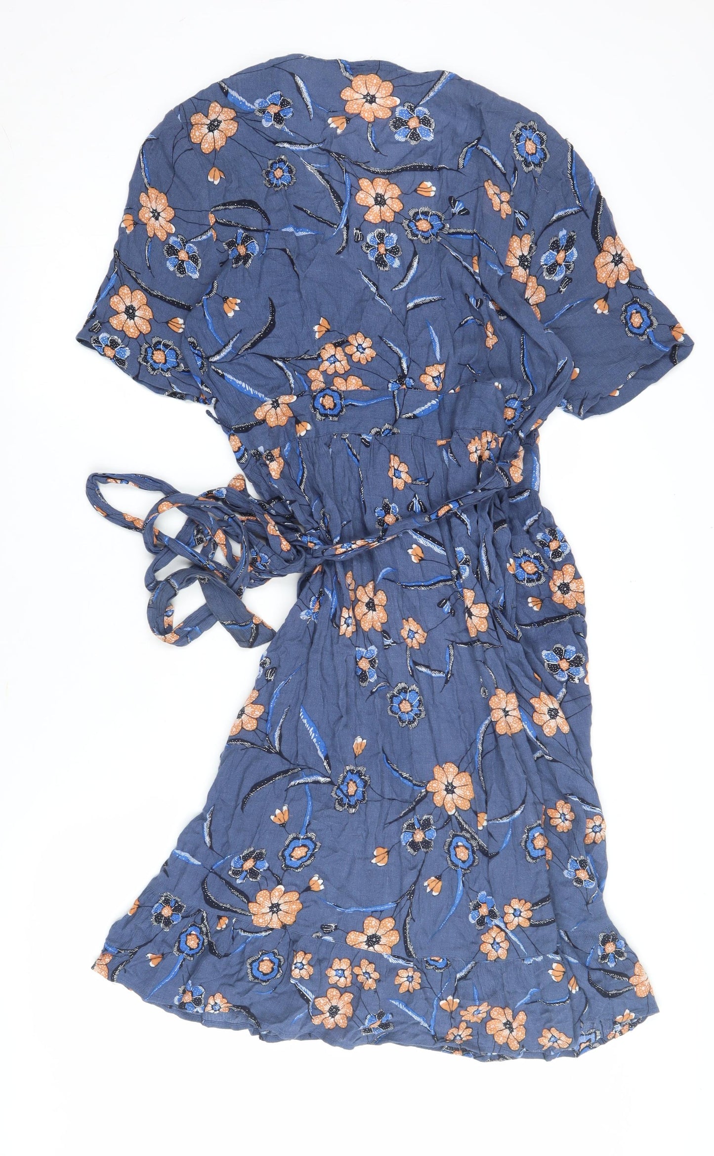 Y&F Women's Blue Floral Wrap Dress Size S