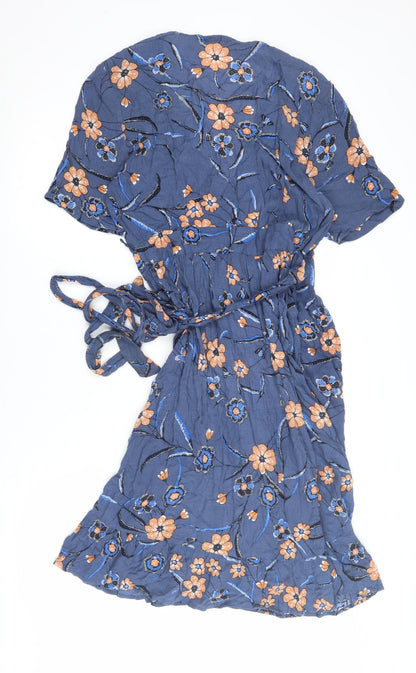 Y&F Women's Blue Floral Wrap Dress Size S