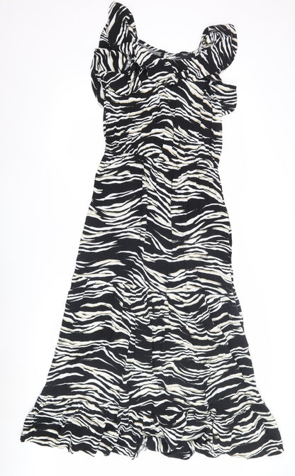 Next Women's Black Animal Print Dress Size 12