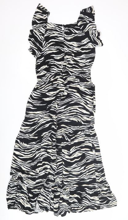 Next Women's Black Animal Print Dress Size 12