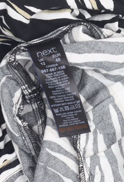 Next Women's Black Animal Print Dress Size 12