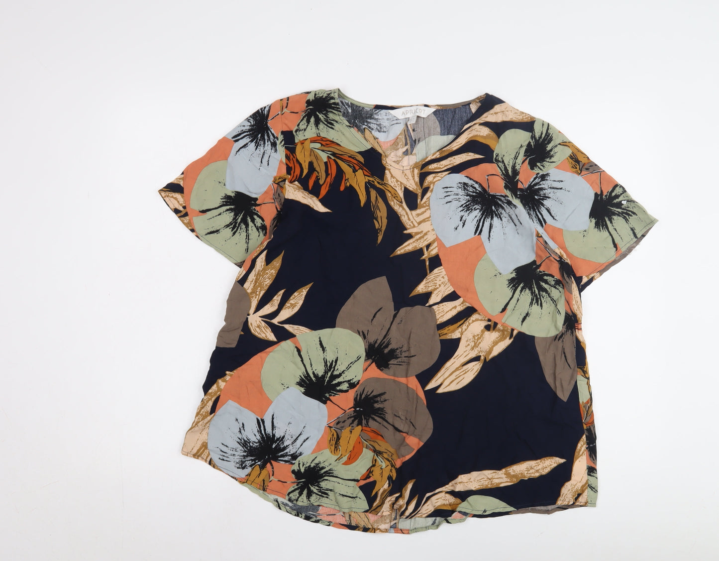 Womens UK Size 10 Apricot Multicoloured Cropped Blouse