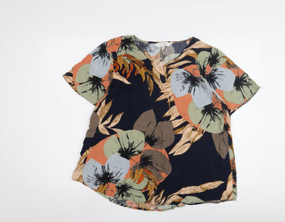 Womens UK Size 10 Apricot Multicoloured Cropped Blouse