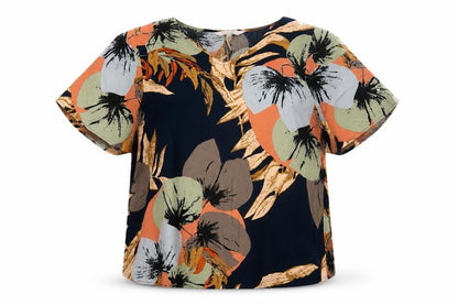 Womens UK Size 10 Apricot Multicoloured Cropped Blouse