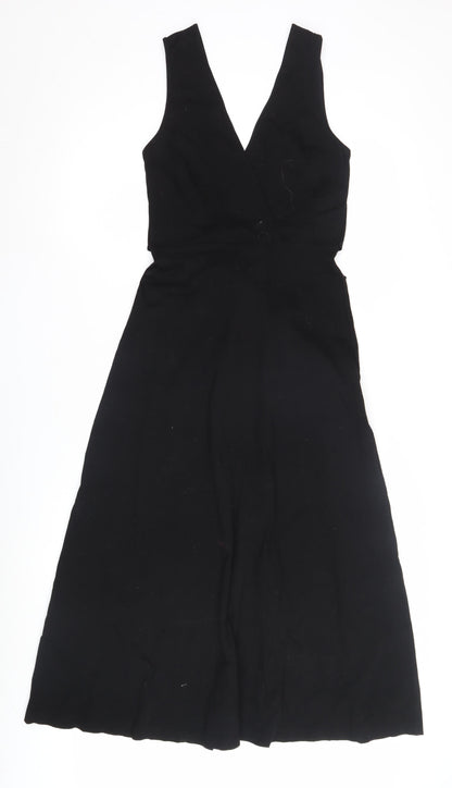 Massimo Dutti Women's Black XS Midi Wrap Dress