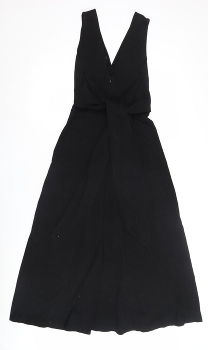 Massimo Dutti Women's Black XS Midi Wrap Dress