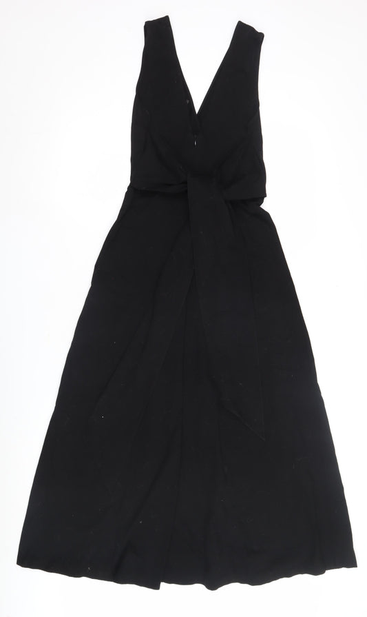Massimo Dutti Women's Black XS Midi Wrap Dress