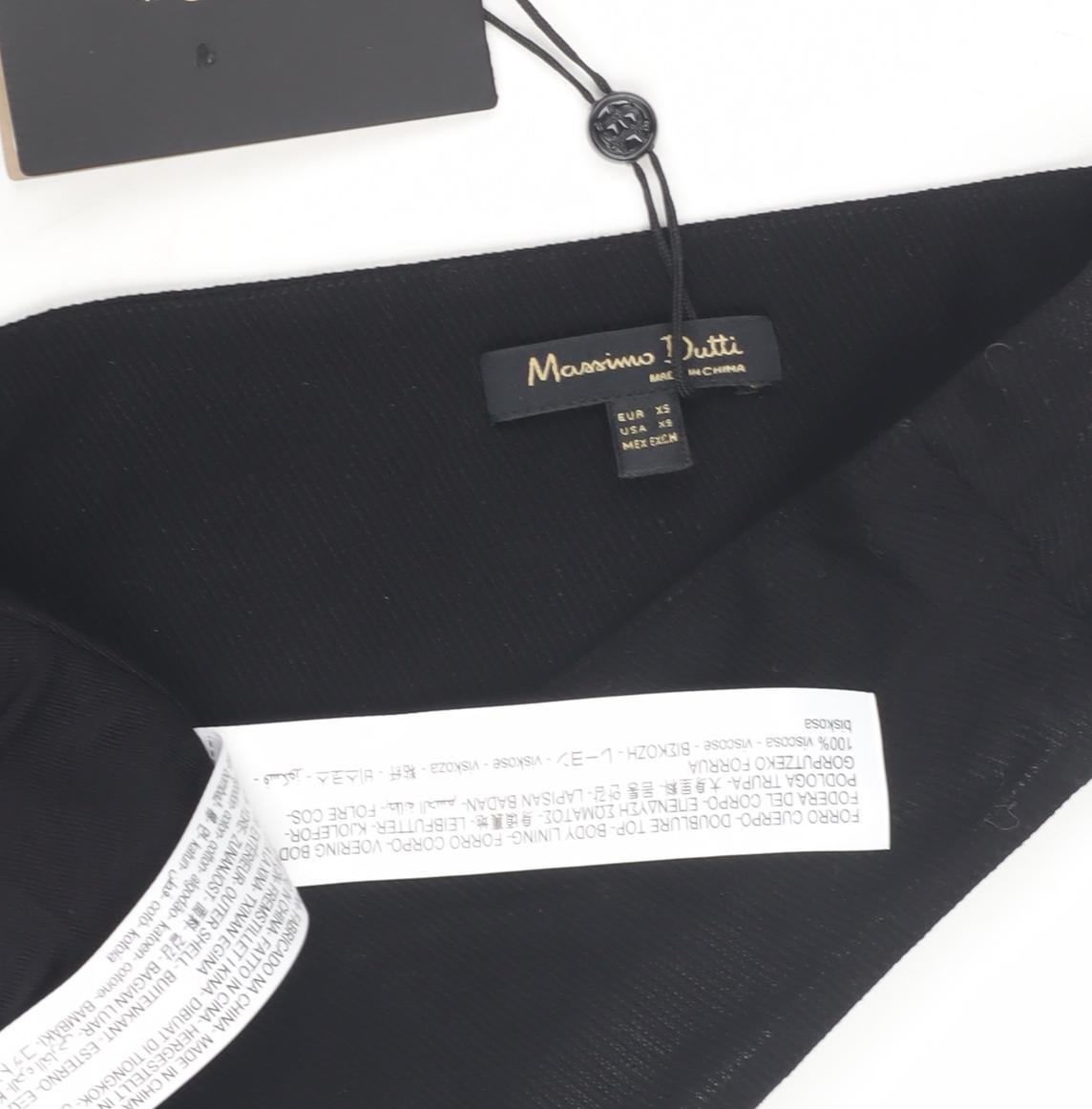 Massimo Dutti Women's Black XS Midi Wrap Dress