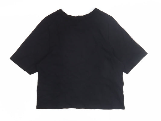 MNG Women's Black Cropped T-Shirt XS Crew Neck