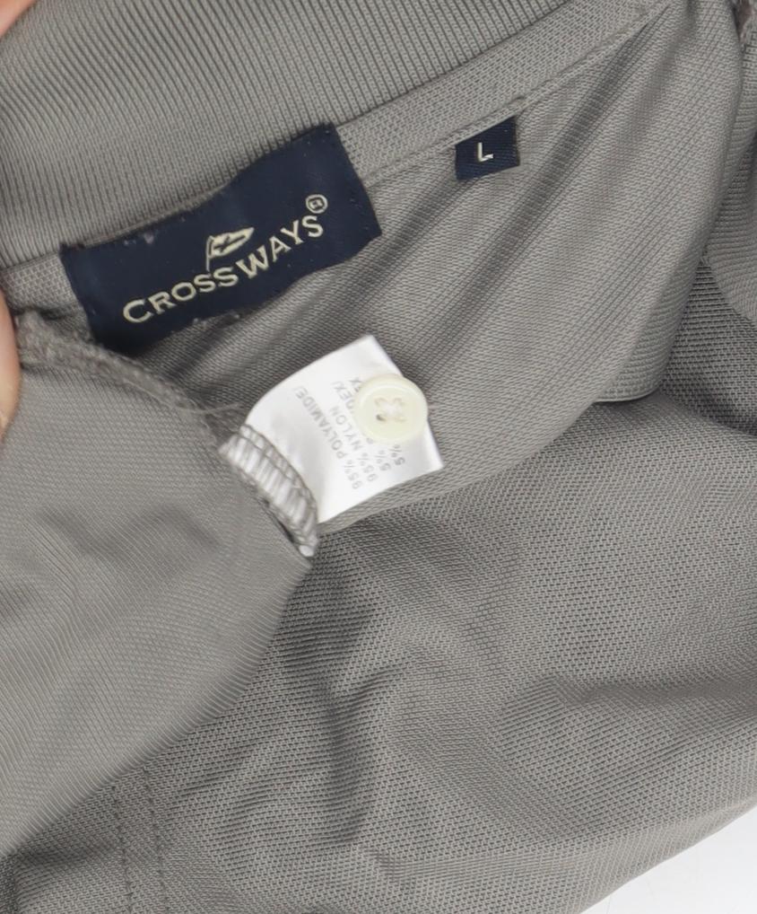Crossways Men's Grey Polo Shirt L Short Sleeve