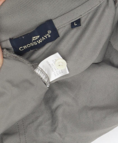 Crossways Men's Grey Polo Shirt L Short Sleeve
