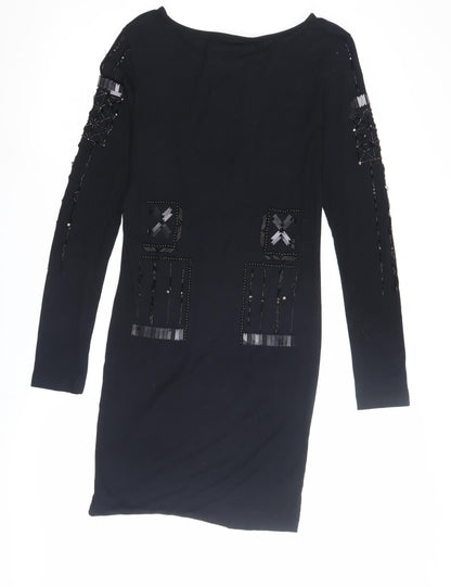 Religion Women's Black Midi Bodycon Dress Size 12